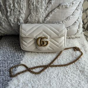 Gucci Marmont Super mini white leather bag
